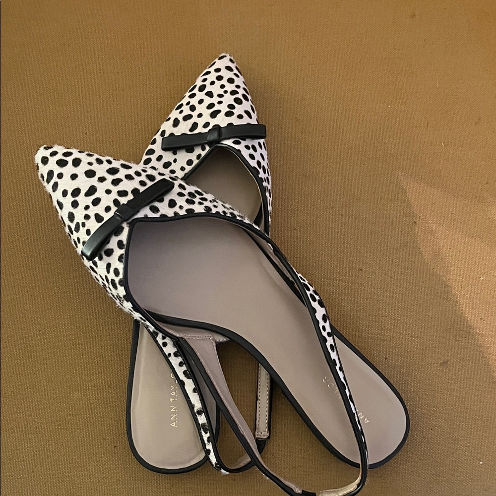 Ann Taylor Black and White Polka Dot Heels